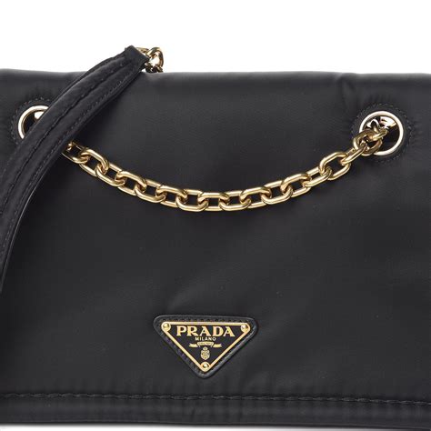 prada ebano|PRADA Nylon Tessuto Chain Shoulder Bag Ebano.